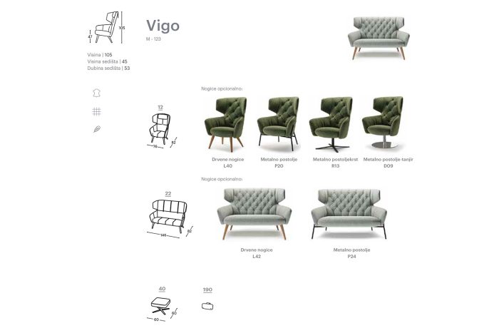 VIGO, dizajnerska fotelja sa visokim naslonom